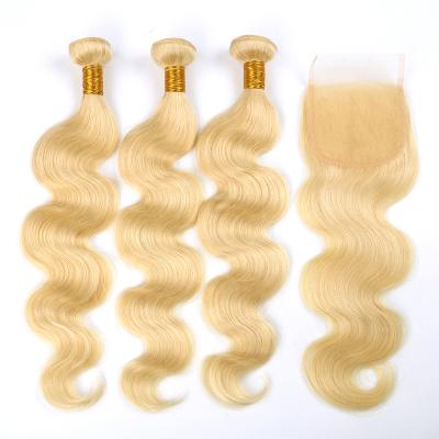 China With Lace Good Quality 18 Inch Body Wave Baby Hair 4x4 Soft Lace Closure Blonde Virgin Hair 613 Vendor for sale