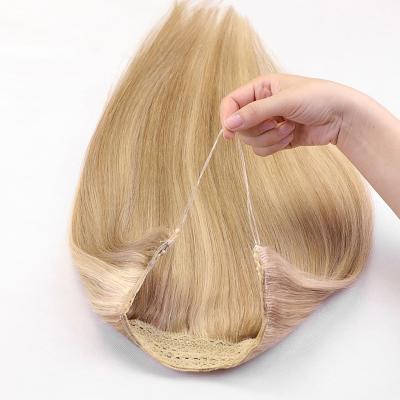 China Remy 613 Hair Extensions Soft 100% Transparent Peach Line Halo Hair Extensions Custom Wedding Hair Extensions for sale