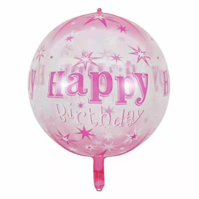 China Party Decoration Girls Event Backdrop Pink Mylar Balloon Garland Happy Birthday Clear 4D Round Party Balloons for sale