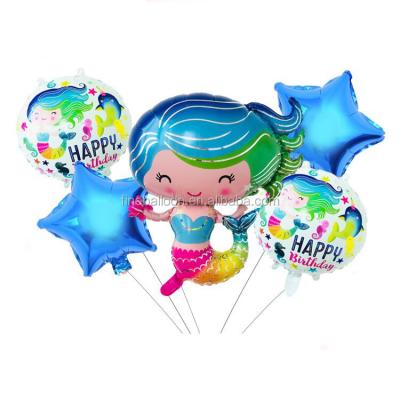 China Gift Toy Birthday Party Decoration Balloon Bouquet Mylar Mermaid Balloon Set for sale