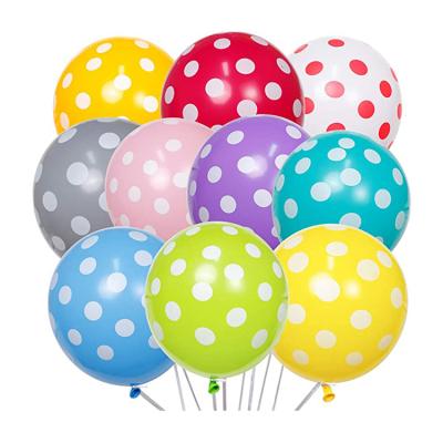 China Polka Dot Printed Wedding Room Decoration 12 inch Assorted Colors Helium Round Latex Balloons Polka Dot Balloons for sale