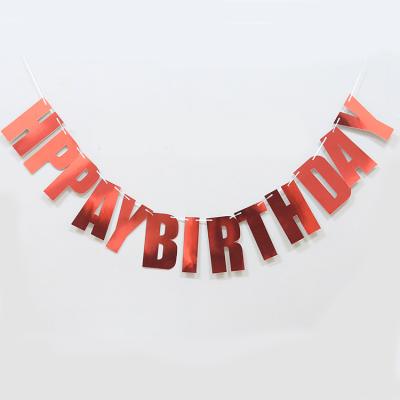 China Birthday Party Decoration Birthday Party Needs Laser Red Birthday Aluminum Foil Cardboard Happy Birthday Bumping Banner for sale