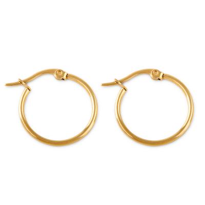 China Stainless Steel CLASSIC Women's Simple Medium14K Gold Plated Bold Thick Round Hoop Earrings for sale