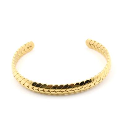 China C Shape Stainless Steel Fashion Women Slap Gold Wheat C Rod Bracelet for sale