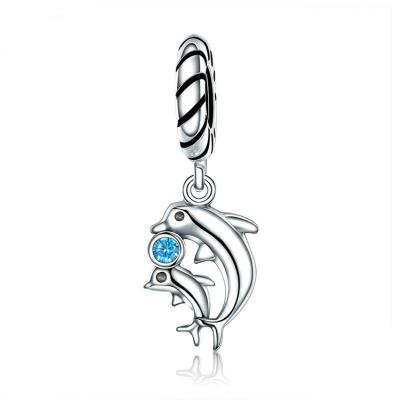 China Silver Plated Jewelry 925 925 Accessory White Gold Dolphin Silver Plated Pendant For Women Bracelet for sale