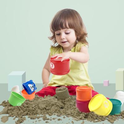 China Safety Baby Math Stacking Toy Cute Cup Toy Stacking Winning Cups Count Plastic Number Letter Stack Toy For Kids Gift for sale