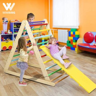 China Eco-Friendly Gain Baby Climbing Toy Kids Indoor Triangle Climbing Gymnasium Frame Preschool Furniture Montessori Triangle Climbing Frame for sale