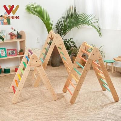 China Educational Toys Winning Foldable Wooden Climbing Triangle With Frame Montessori Pickler Triangle Safety Climbing Ramp Climber Set Toys for sale