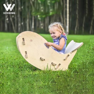 China Safety Comfortable Baby Rocker Chair Montessori Baby Rocking Chair Kids Furniture Sets Baby Safe Bouncer Rainbow Chair Kids Waldorf Cradle Swing Chair for sale