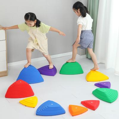 China Eco-friengly gaining stepping stones for kids balance kids jump forward multicolored rainbow foot pad kids balance stepping stones for sale