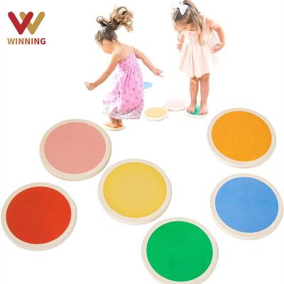 China Eco-Friendly Material Winning Small Wooden Stepping Stones Set 6 Floor Stepping Stones For Kids Toddler Balance Educational Toys for sale