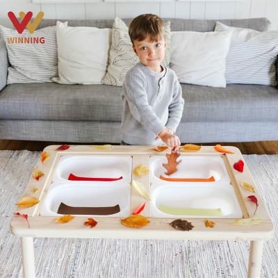 China Eco-Friendly Material Winning Universal Kids Table Dining Tables Play For Kids Study Sensory Activity Game Wooden Drawing Table for sale