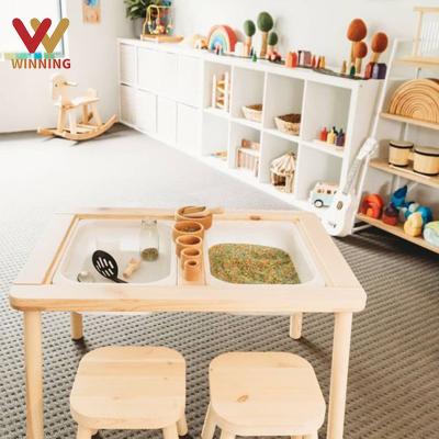 China Eco-Friendly Material Gain Kids Furniture Set Educational Wooden Activity Play Table Kids Sand Table With Cover Activity Table for sale