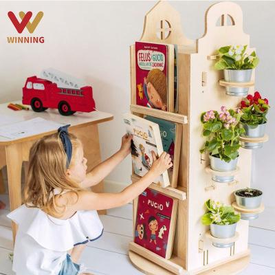 China (Size) 360 Rotating Shelf Rotating Bookshelf Adjustable Winning Revolving Organizer Swivelling Storage Tower for Kindergarten Family for sale