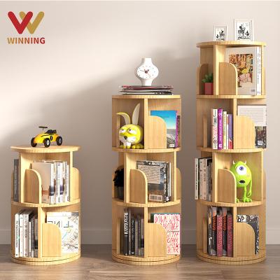 China (Size) New Simple Design Household Storage Adjustable Space-Saving Creative Bookshelf Rotating Around The Children's Revolving Shelf for sale