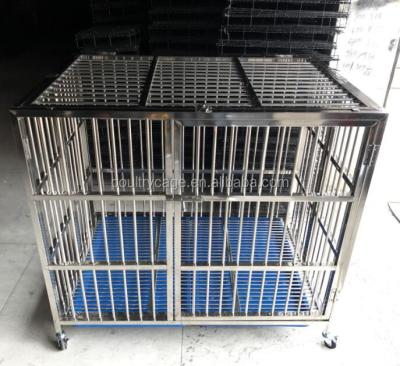 China Sustainable dog cage with plastic floor and large stainless steel dog cage with wheels for sale