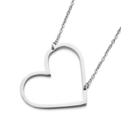 China 2020 FASHIONABLE Fashion Simple Design Gold Silver Plated Stainless Steel Available Hollow Out Heart Pendant Chain Necklace For Women for sale