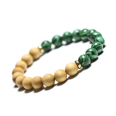 China FASHIONABLE Green 8mm Malachite Beads Natural Wood Beads Essential Oil Jewelry Unisex Bracelets for sale