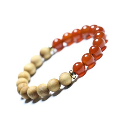 China 2020 New Arrivals 19cm FASHIONABLE Red Agate Stone Beads Natural Wood Beads Combination Jewelry Bracelet for sale