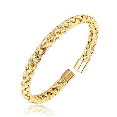 China Newest FASHIONABLE Designs 316L Stainless Steel C Shaped Mesh Braided Cuff Wristband Open Bracelets For Women Men for sale