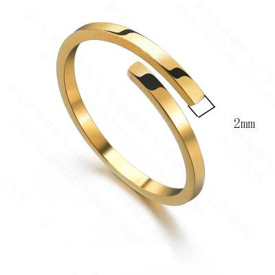 China High Quality FASHIONABLE Custom Jewelry 18K Gold Plating Stainless Steel Customized Logo Women Men Adjustable Finger Ring for sale