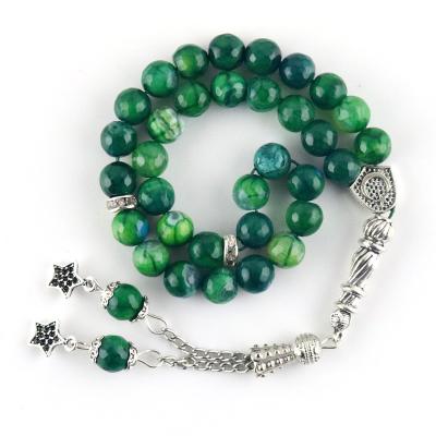 China CLASSIC Tasbih Faceted Beads Green Onyx 33 Prayer Beads Muslim Prayer Beads for sale