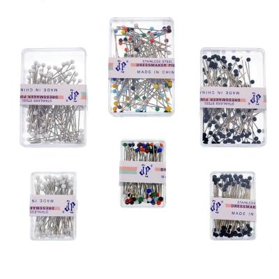 China Iron + glass bead needle needle bead head colorful monochrome clothing setting needle box brooch pins for sale