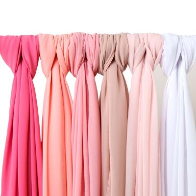 China Malaysian women's pearl autumn/winter square scarf bubble chiffon towel scarf 83 color long scarf monochrome pure color for sale