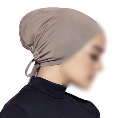 China Pure Mercerized Small Cap Cotton Binding Circle Strap Muslim Bottom Elastic Hat Lanyard Adjustable Head Band for sale