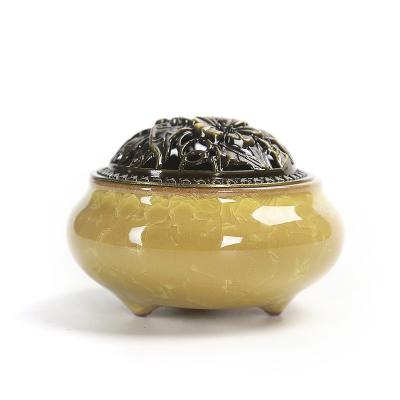 China AROMATIC ceramic calving furnace changed cover alloy wire incense sandalwood copper censer for sale