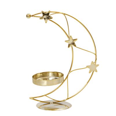 China European Modern Creative Home Decoration Metal Iron Candle Holder Star And Moon Holiday Table Decoration Candle Holder for sale