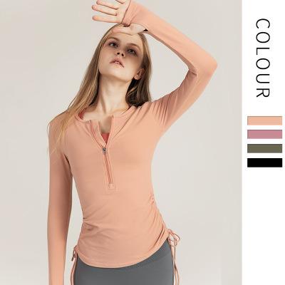 China New Half Zipper Yoga Suit Breathable Running Sleeve Long Jacket Breathable Quick Dry Fitness Tight Clothes For Women for sale