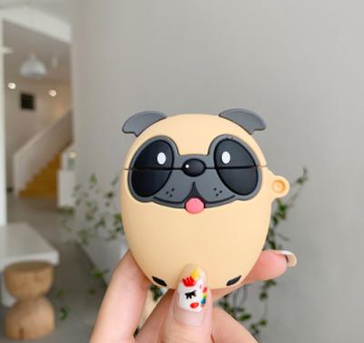 China Cool Fashion Silicone Design Character Cover For Airpods 2020 Pug Earphone Hot Wireless Soft Silicone Case Cheerful Protector With Hook For Airpods for sale