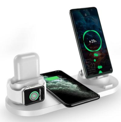 China 2021 New Cell Phones Fast Charging Upgraded Charger 6 In 1 Qi Wireless Charger For Apple Watch iPhone Android for sale