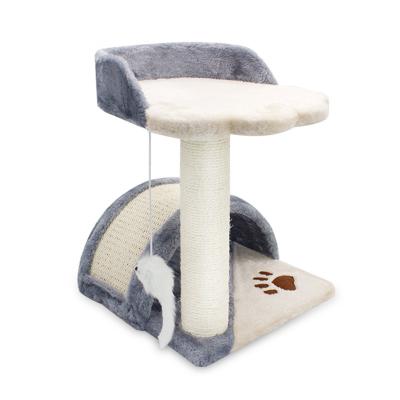 China Dropshipping Viable Cat Climbing Tree Scratching Tower with Platform Playground Furniture Natural Brown for sale