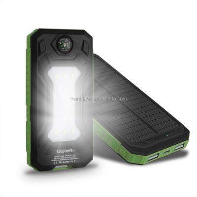 China Outdoor Camping Compass Power Bank Charger , Solar Power Bank 12000mah for sale