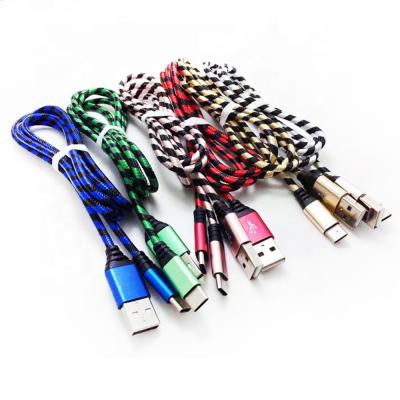 China Fast Charging Upscale Nylon Braided Communication Data Cable for iPhone with Micro USB Type-C for sale