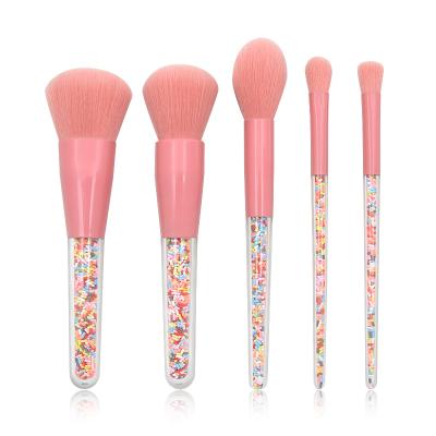 China Angular Blush New Arrival 5pcs Pink Color Makeup Brush Set for sale