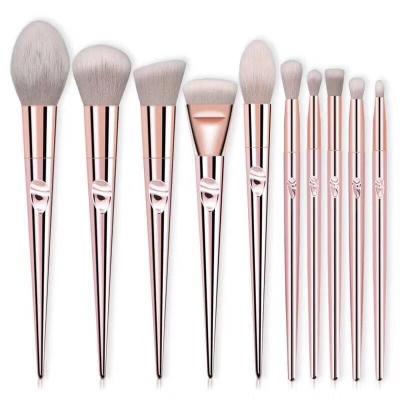 China Angular Blush New Arrive 10 Pieces Professional Synthetic Hair Kabuki Blend Blush Cosmetics Base Makeup Set Brush for sale