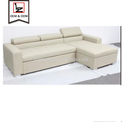 China Luxury Leather Sofa L Shape Metal Foldable Custom SETS 40 Request Size Sofa With Wood Bed for sale