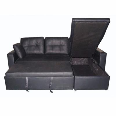 China Modern Design High Quality Modern Design PU Sofa Bed Black Living Sofa With High Capacity Storage for sale