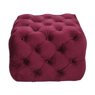 China Warm Soft And Comfortable Storage Red Wine Ottoman Stools Factory Price Small Foldable Fabric Ottoman for sale