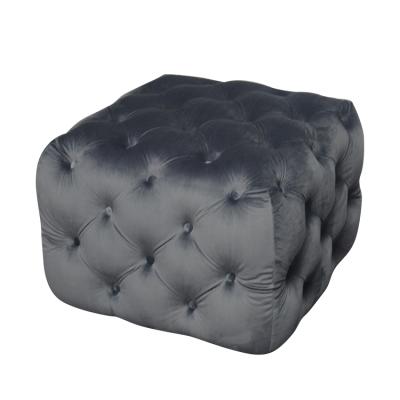 China Other New Design Leisure Square Shape Velvet Stool Dark Gray Soft Stool Suitable For Living Room for sale