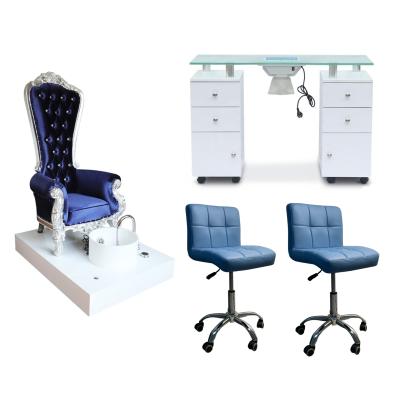 China Luxury high king spa durable material back chair pedicure chairs manicure table beauty nail salon furniture set for sale