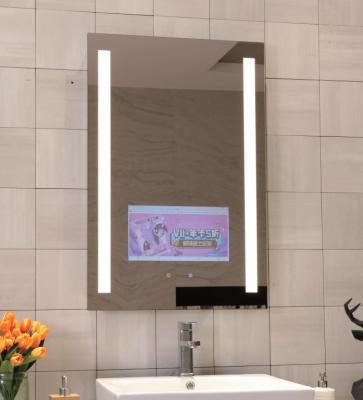 China Stainless Steel Frame Custom Decorative Living Room Mirrors Decor Wall Bathroom Lighted LED Mirror With Touch Senser for sale