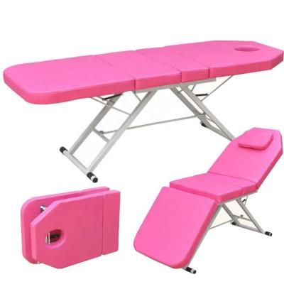 China Easy Folding Massage Wick Pink Foldable Bed Pour Off Massage Therapy Tables And Equipment Pregnancy Wide Facial Bed Thai Aluminum for sale