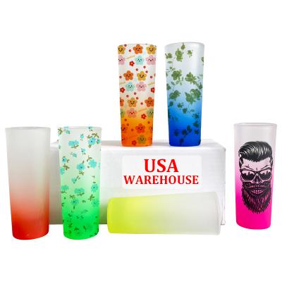 China China Factory Supply USA Warehouse 2.5oz Glass Vacuum Sublimation Ombre Colored Shot Glasses For Sublimation Heat Transfer Printing for sale