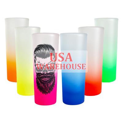 China Glass USA Ware Free Shipping 2.5oz 3oz Ombre Color Shot Glass For Heat Press Printing Suitable For Vinyl Drink Glass for sale