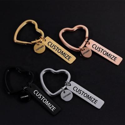 China Zinc Alloy Custom Laser Engraved Love Zinc Alloy Couples Logo Metal Key Chain for sale