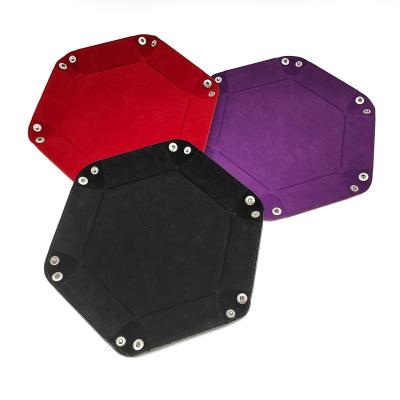 China Custom Viable Hexagonal Foldable Tray Storage Box Dies Fabric Velvet Velvet Desktop Storage Box for sale